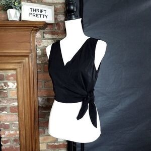 NEW Momni Wrap Around Cropped Blouse Black